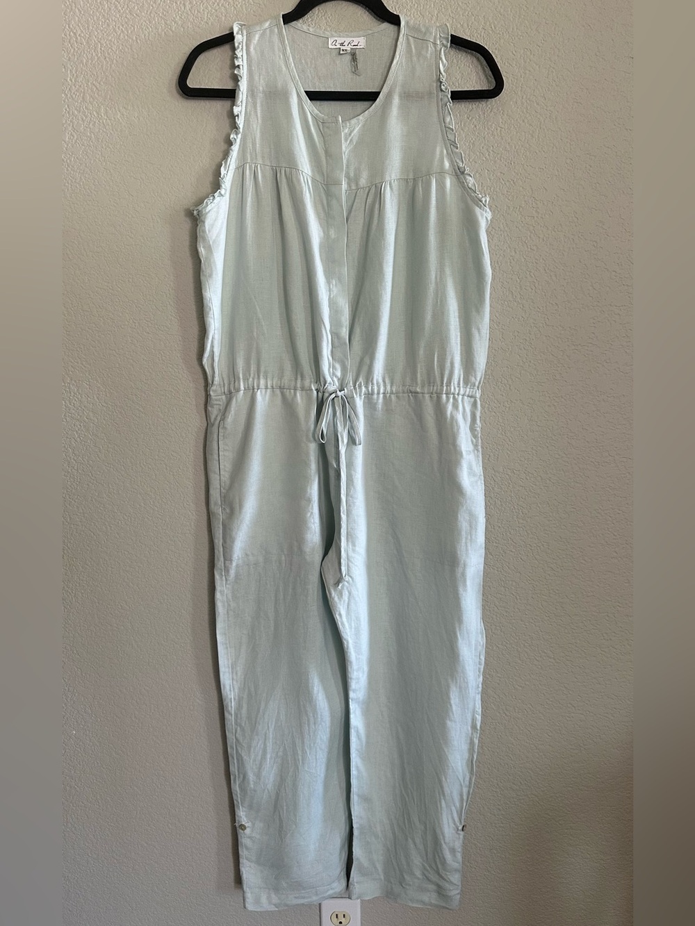 On the Road Pale Green Sleeveless Drawstring Jumpsuit